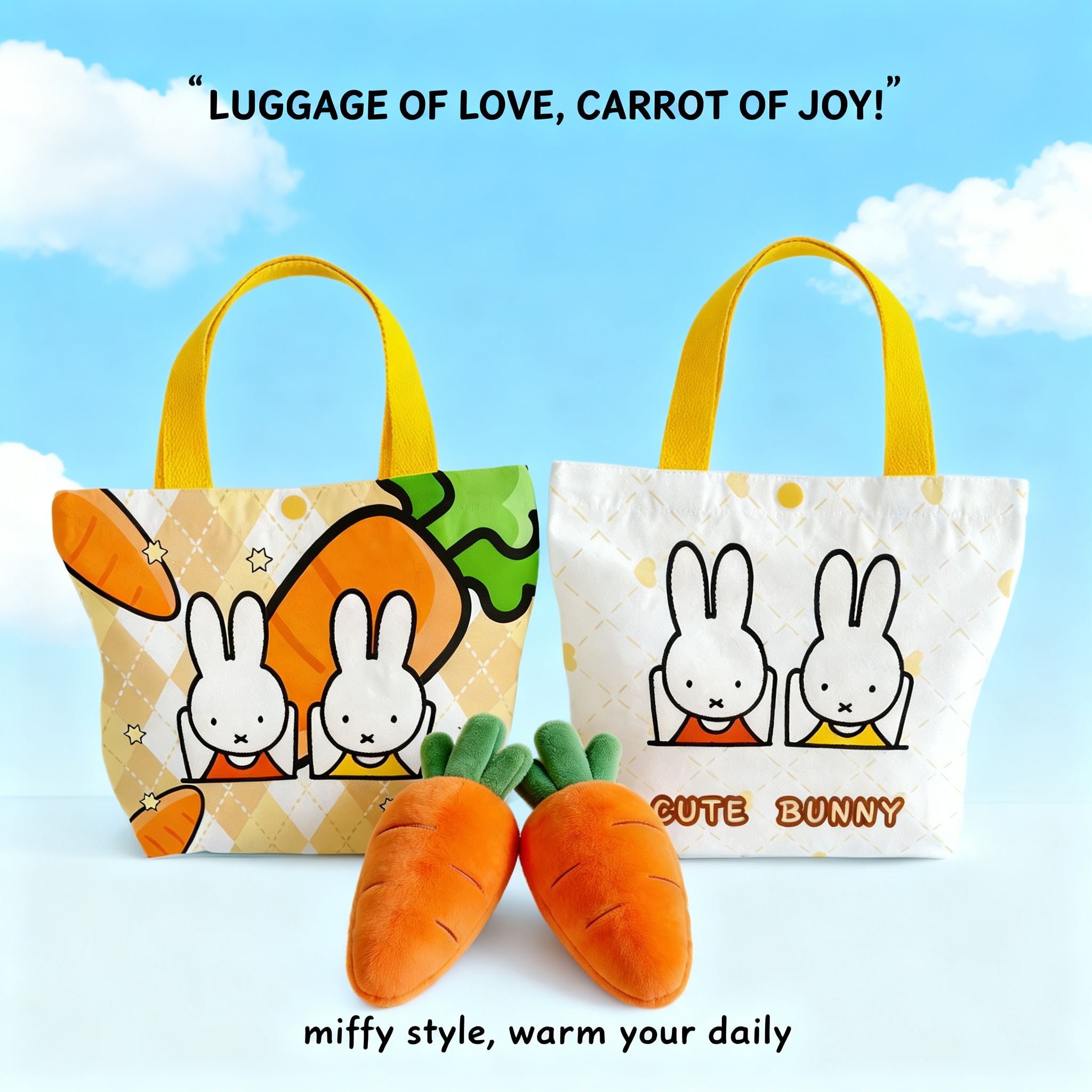Canvas Tote Designer - Creative Cartoon Miffy Rabbit Canvas Bag