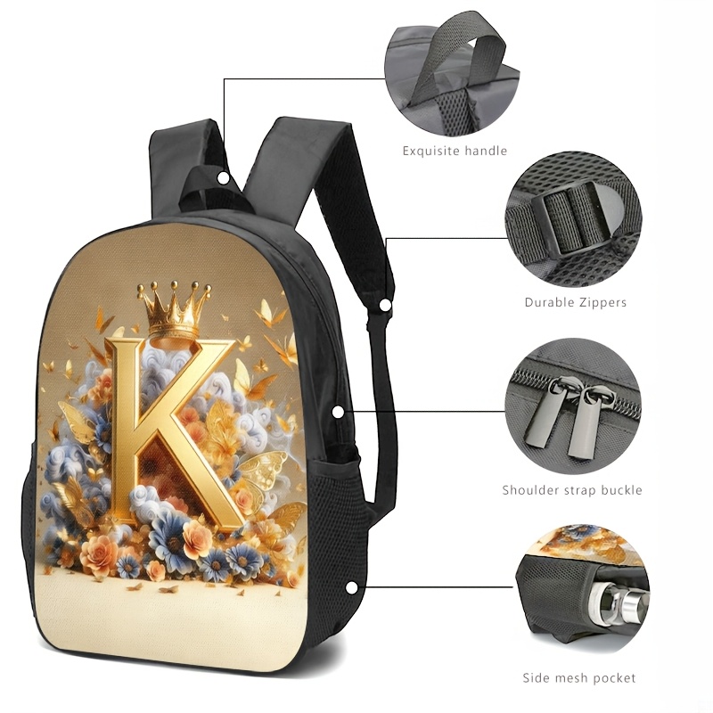 Golden 'K' Crown Floral Design - Luxury Bags Com ulasan dan harga