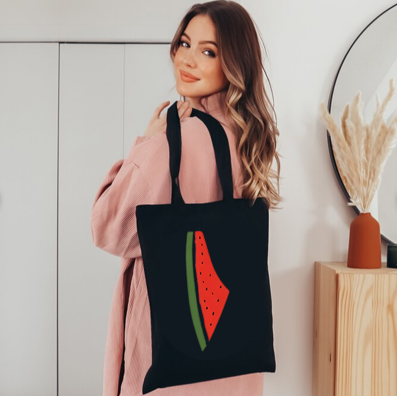 This Is Not A Watermelon Patte - Canvas Tote Designer ulasan dan harga