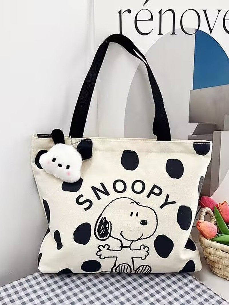 Cartoon Snoopy Canvas Shoulder - Canvas Tote Designer ulasan dan harga