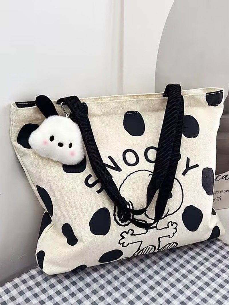 Cartoon Snoopy Canvas Shoulder - Canvas Tote Designer ulasan dan harga