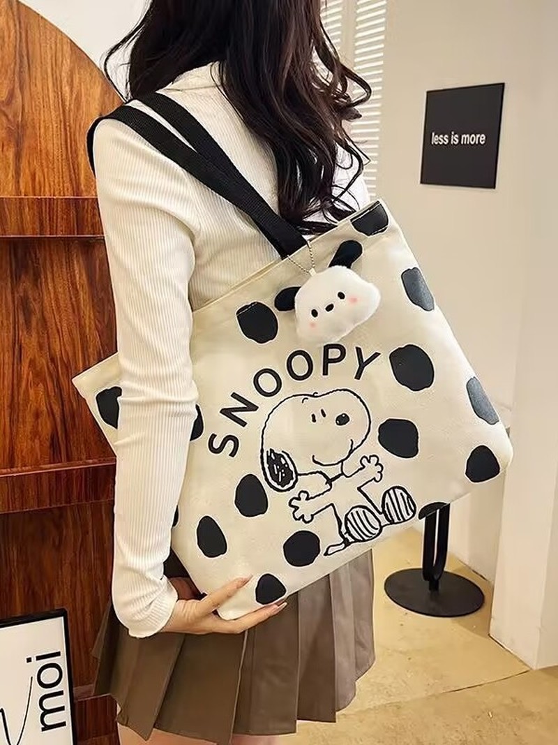 Cartoon Snoopy Canvas Shoulder - Canvas Tote Designer ulasan dan harga