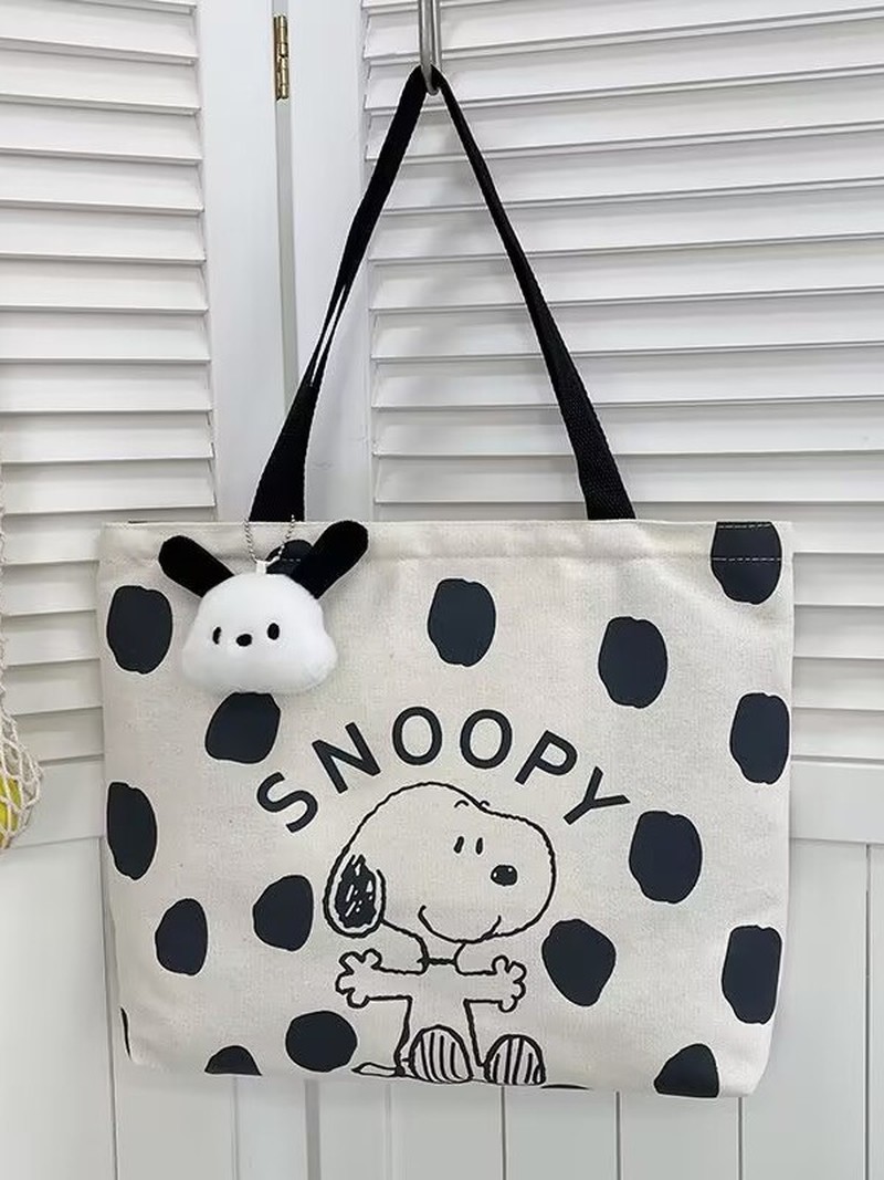 Cartoon Snoopy Canvas Shoulder - Canvas Tote Designer ulasan dan harga