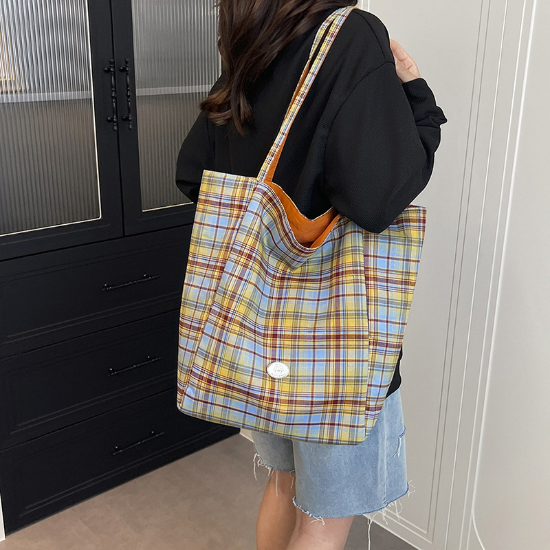 Plaid Tote Bag for Women Shoul - Canvas Tote Designer ulasan dan harga