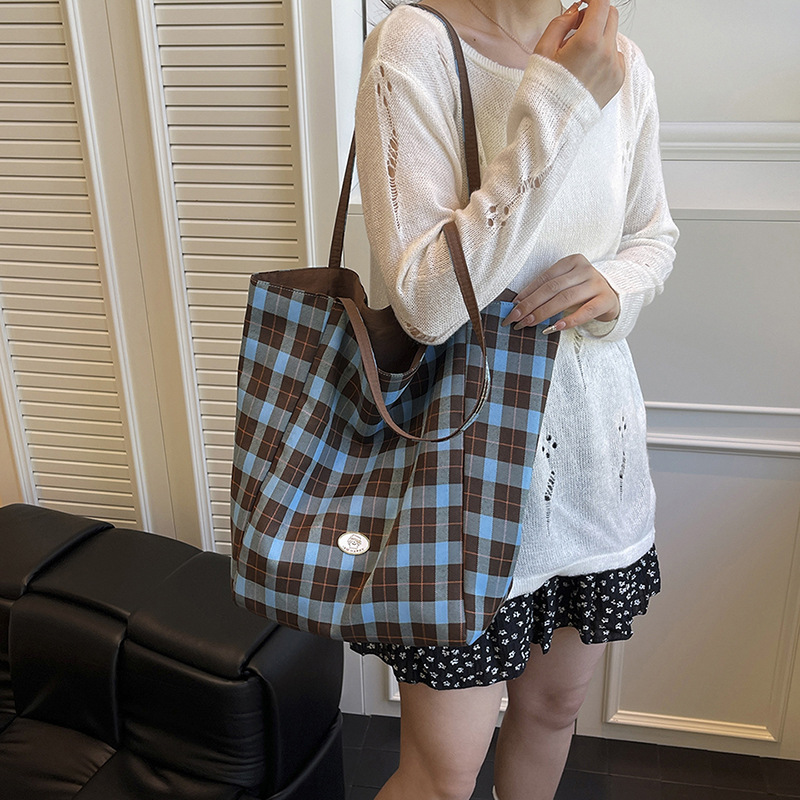 Plaid Tote Bag for Women Shoul - Canvas Tote Designer ulasan dan harga